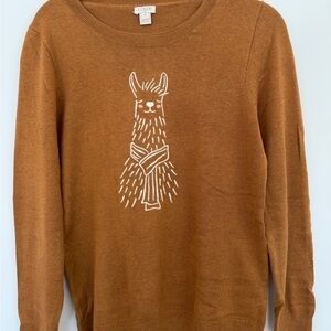 J. Crew Women's Tan Sweater with Llama Motif